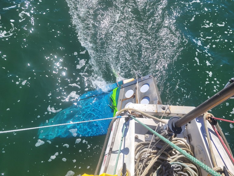 dragging the rudder behind